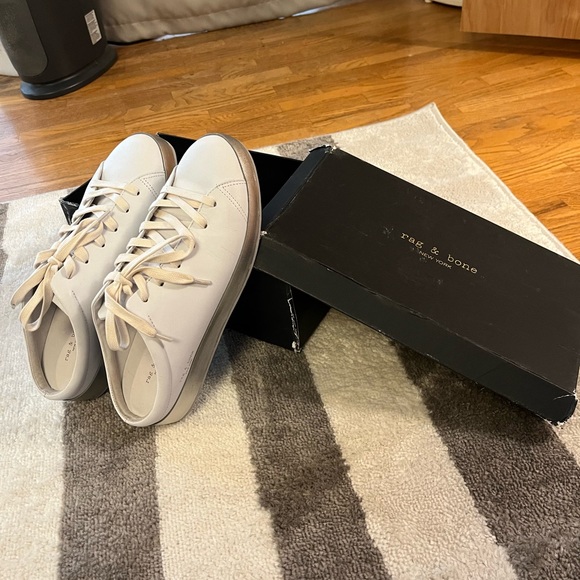 Rag & Bone NEW with box white slides, silver detailing. - Picture 1 of 4